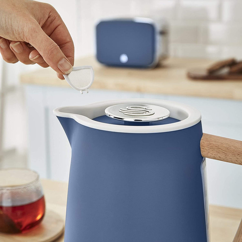Swan Nordic Rapid Boil Kettle, Wood Effect Handle, Blue