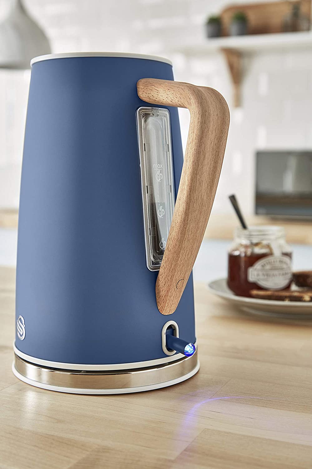 Swan Nordic Rapid Boil Kettle, Wood Effect Handle, Blue
