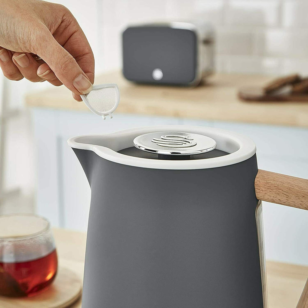 Swan Nordic Rapid Boil Jug Kettle, Wood Effect Handle, Slate Grey