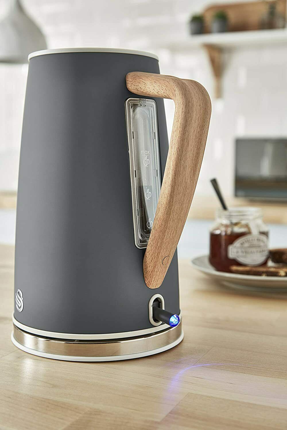 Swan Nordic Rapid Boil Jug Kettle, Wood Effect Handle, Slate Grey