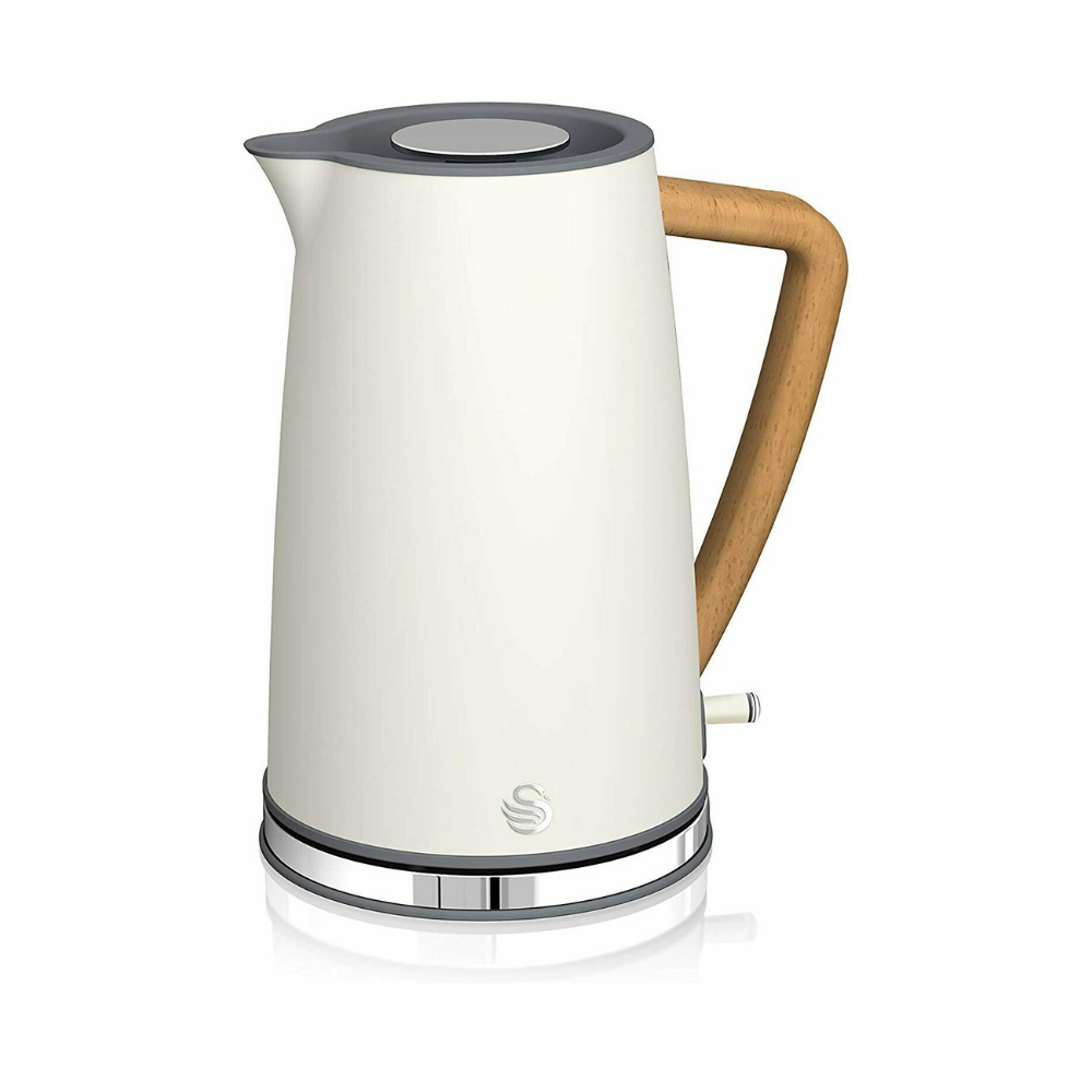 Swan Nordic Rapid Boil Jug Kettle, Wood Effect Handle, Cotton White