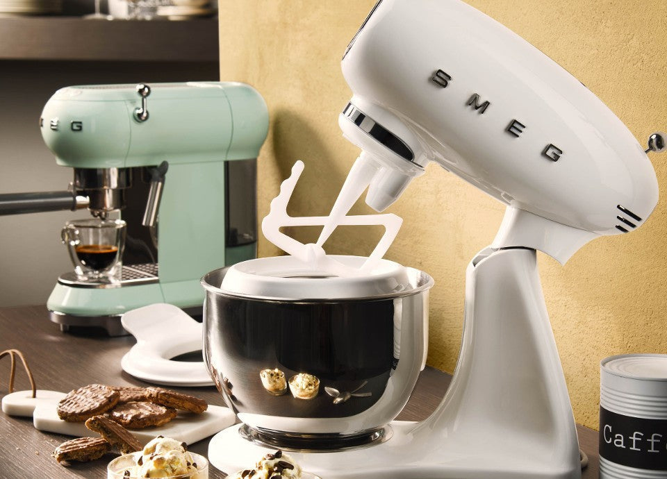 Smeg 50's Retro Style Stand Mixer White with Stainless Steel Bowl
