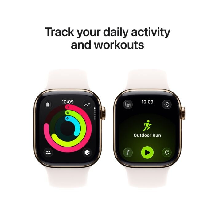 Apple Watch Series 11 Gold Titanium Case with Light Blush Sport Band