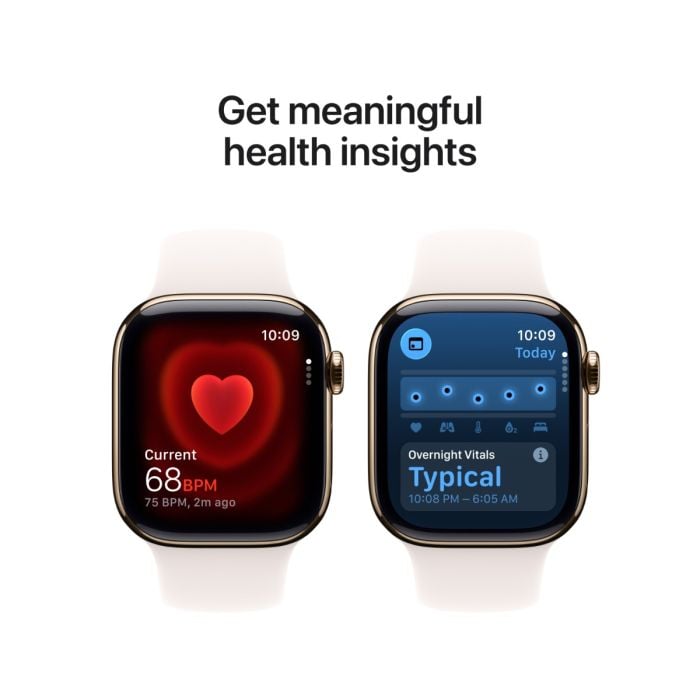 Apple Watch Series 11 Gold Titanium Case with Light Blush Sport Band