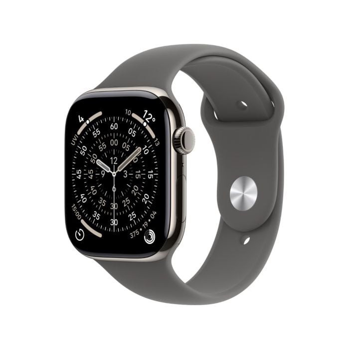 Apple Watch Series 11 Natural Titanium Case with Stone Grey Sport Band