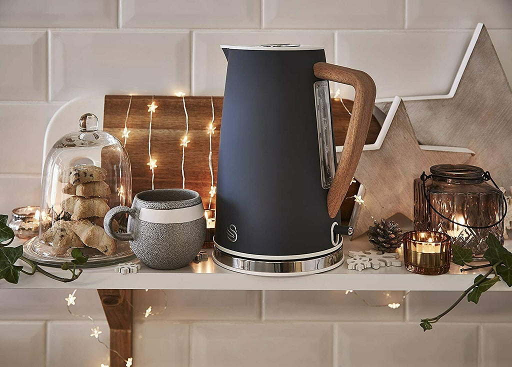 Swan Nordic Rapid Boil Jug Kettle, Wood Effect Handle, Slate Grey