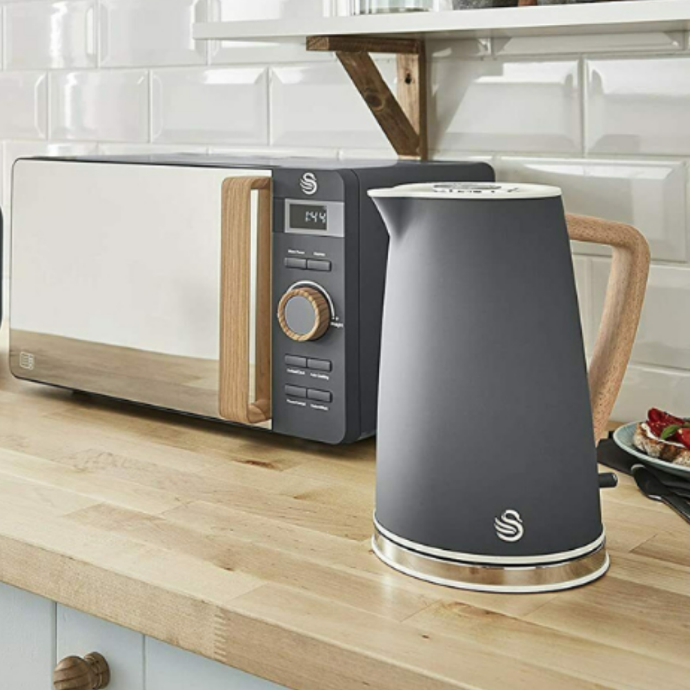 Swan Nordic Rapid Boil Jug Kettle, Wood Effect Handle, Slate Grey