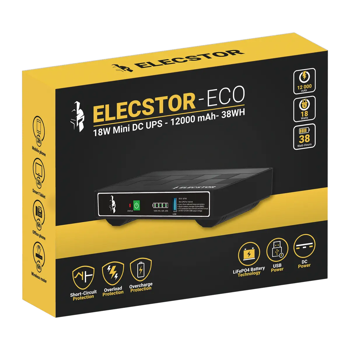 Elecstor 18W Mini UPS 12 000mAh - 38WH