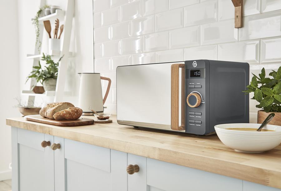 Swan Nordic Digital Microwave - Cotton White