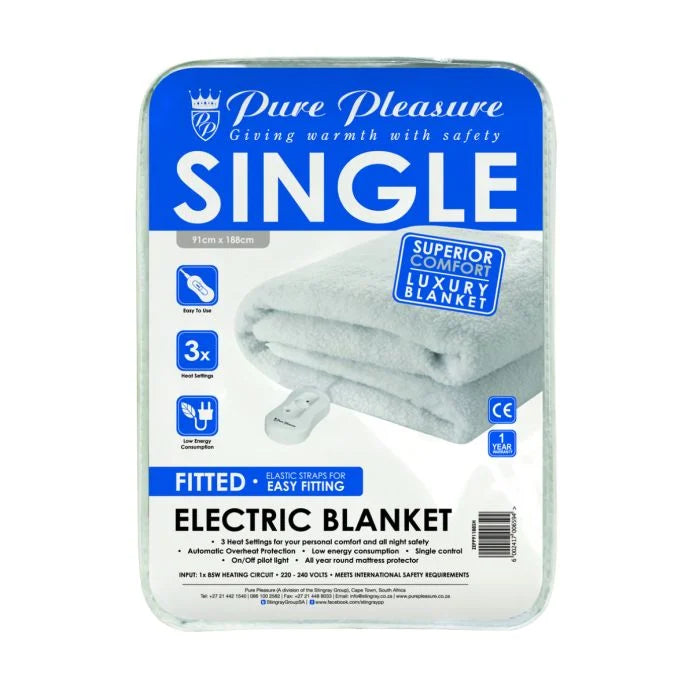 PurePleasure Single Sherpa Fitted Electric Blanket